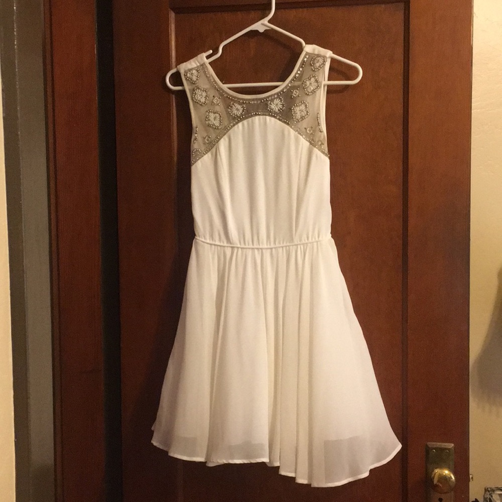White Beaded Semi-formal dress